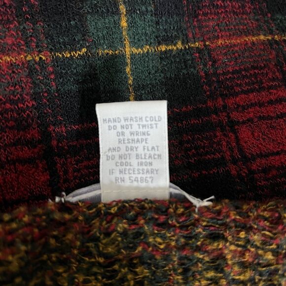 Express Tricot Sweater Womens Small Red Green Plaid Wool Blend Cabincore Vintage - Picture 8 of 8